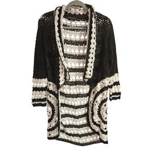 Boston proper crochet loose knit cardigan granny cottage womens small festival